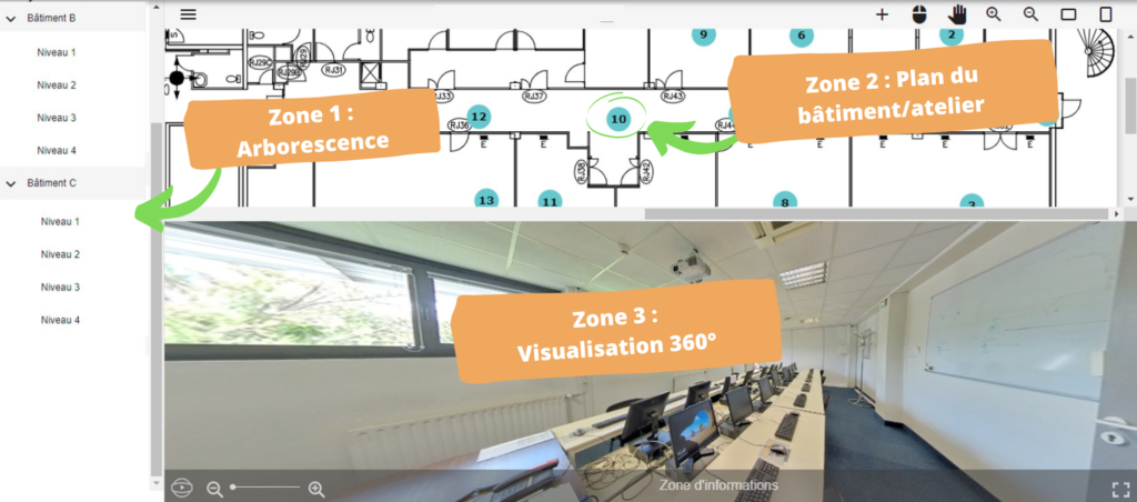 Visualisation 360° d'un site industriel - Les différentes Zones